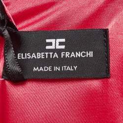 Pre Owned Elisabetta Franchi Pink Crepe Star Detail Belted Mini Dress S