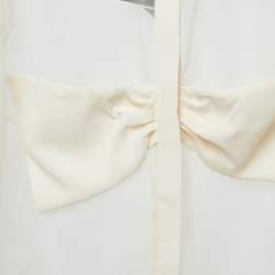 Pre Owned Elisabetta Franchi Beige Bow Detail Organza Sheer Shirt M
