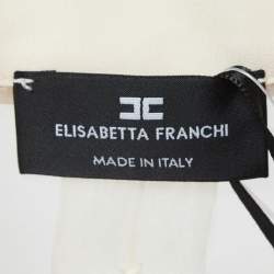 Pre Owned Elisabetta Franchi Beige Bow Detail Organza Sheer Shirt M