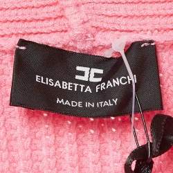 Pre Owned Elisabetta Franchi Pink Rib Knit Off-Shoulder Short Dress S