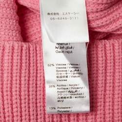 Pre Owned Elisabetta Franchi Pink Rib Knit Off-Shoulder Short Dress S