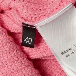 Pre Owned Elisabetta Franchi Pink Rib Knit Off-Shoulder Short Dress S