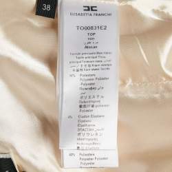 Pre Owned Elisabetta Franchi Cream Logo-Print Foulard Crepe Bustier Top S