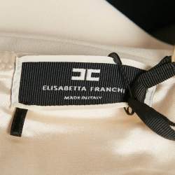 Pre Owned Elisabetta Franchi Cream Logo-Print Foulard Crepe Bustier Top S