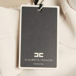 Pre Owned Elisabetta Franchi Cream Logo-Print Foulard Crepe Bustier Top S