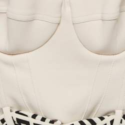 Pre Owned Elisabetta Franchi Cream Logo-Print Foulard Crepe Bustier Top S