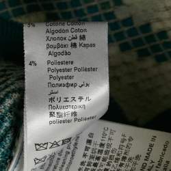 Pre Owned Elisabetta Franchi Blue Patterned Knit Flared Sleeve Maxi Dress L