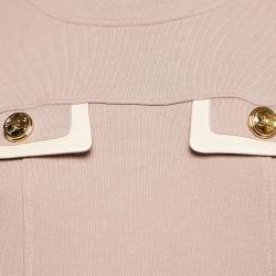 Pre Owned Elisabetta Franchi Pink Cotton Knit Crew Neck Mini Dress M