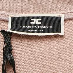 Pre Owned Elisabetta Franchi Pink Cotton Knit Crew Neck Mini Dress M