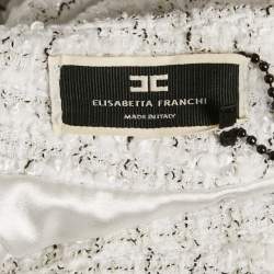 Elisabetta Franchi White Tweed Chai Embellished Mini Skirt S