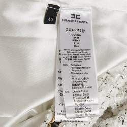 Elisabetta Franchi White Tweed Chai Embellished Mini Skirt S