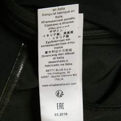 Pre Owned Elisabetta Franchi Black Crepe Plucking Neck Bodysuit S