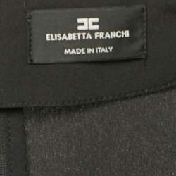 Pre Owned Elisabetta Franchi Black Crepe Plucking Neck Bodysuit S
