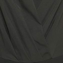 Pre Owned Elisabetta Franchi Black Crepe Plucking Neck Bodysuit S