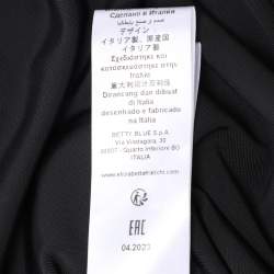 Pre Owned Elisabetta Franchi Black Velvet Chain Turtleneck Maxi Dress XXL