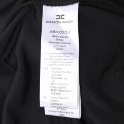 Pre Owned Elisabetta Franchi Black Velvet Chain Turtleneck Maxi Dress XXL