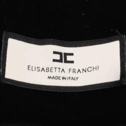 Pre Owned Elisabetta Franchi Black Velvet Chain Turtleneck Maxi Dress XXL