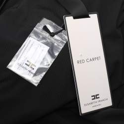 Pre Owned Elisabetta Franchi Black Velvet Chain Turtleneck Maxi Dress XXL