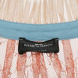 Pre Owned Elisabetta Franchi Multicolor Lace Ruffled Mini Dress M