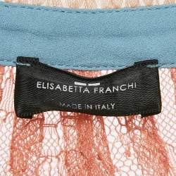 Pre Owned Elisabetta Franchi Multicolor Lace Ruffled Mini Dress M