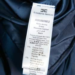 Pre Owned Elisabetta Franchi Blue Lurex Tweed Raw Edge Detail Mini Dress S