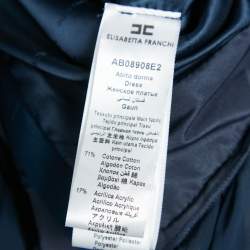 Pre Owned Elisabetta Franchi Blue Lurex Tweed Raw Edge Detail Mini Dress S