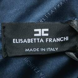 Pre Owned Elisabetta Franchi Blue Lurex Tweed Raw Edge Detail Mini Dress S