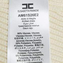 Pre Owned Elisabetta Franchi Cream Rib Knit Double Breasted Mini Dress S