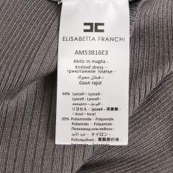Pre Owned Elisabetta Franchi Grey Rib Knit One Shoulder Bodycon Dress M