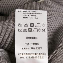 Pre Owned Elisabetta Franchi Grey Rib Knit One Shoulder Bodycon Dress M