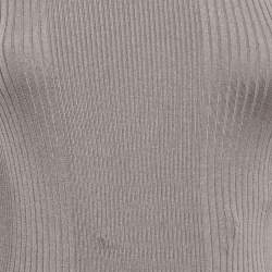 Pre Owned Elisabetta Franchi Grey Rib Knit One Shoulder Bodycon Dress M