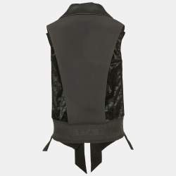 Pre Owned Elisabetta Franchi Black Satin Trim Crepe Vest S