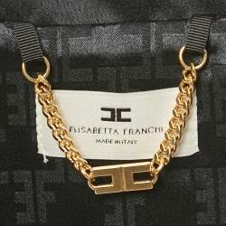 Pre Owned Elisabetta Franchi Black Satin Trim Crepe Vest S