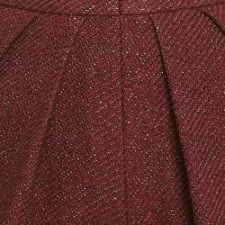 Elisabetta Franchi Burgundy Lurex Tweed Pleated Shorts S