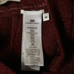 Elisabetta Franchi Burgundy Lurex Tweed Pleated Shorts S