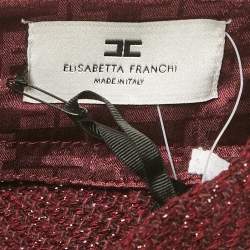 Elisabetta Franchi Burgundy Lurex Tweed Pleated Shorts S