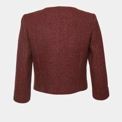 Elisabetta Franchi Burgundy Lurex Tweed Jacket S