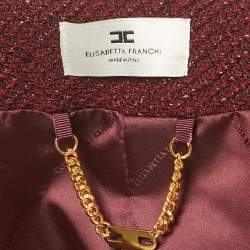 Elisabetta Franchi Burgundy Lurex Tweed Jacket S