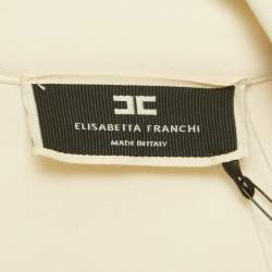 Pre Owned Elisabetta Franchi Beige/Black Crepe Detachable Top and Bottom Jumpsuit L