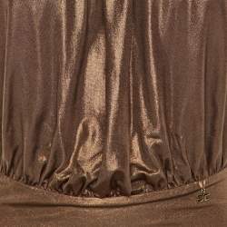Pre Owned Elisabetta Franchi Bronze Metallic Jersey Bodysuit Top M
