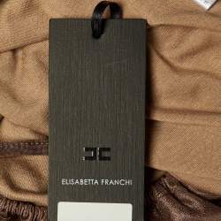 Pre Owned Elisabetta Franchi Bronze Metallic Jersey Bodysuit Top M