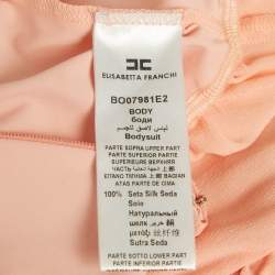 Pre Owned Elisabetta Franchi Orange/Peach Silk Lace Trimmed Bodysuit Top M