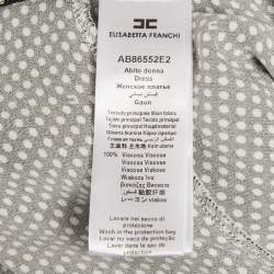 Pre Owned Elisabetta Franchi Dot Print Crepe Flared Midi Dress M