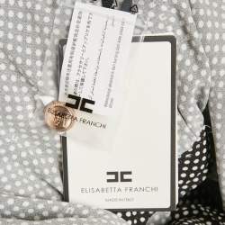 Pre Owned Elisabetta Franchi Dot Print Crepe Flared Midi Dress M