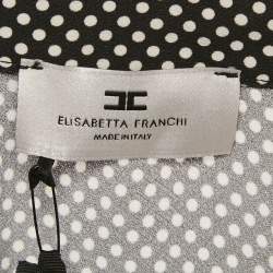 Pre Owned Elisabetta Franchi Dot Print Crepe Flared Midi Dress M