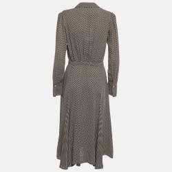 Pre Owned Elisabetta Franchi Dot Print Crepe Flared Midi Dress M