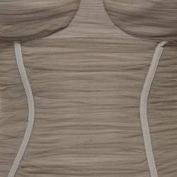Pre Owned Elisabetta Franchi Grey Tulle Ruched Bodycon Dress S