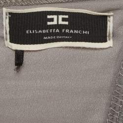 Pre Owned Elisabetta Franchi Grey Tulle Ruched Bodycon Dress S