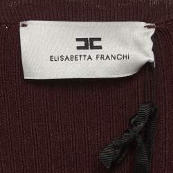 Pre Owned Elisabetta Franchi Burgundy Rib Knit Bodycon Dress S