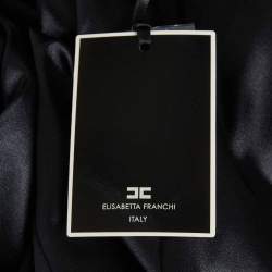 مملوكة مسبقًا Elisabetta Franchi Black Crepe Contrast Detail Double Breasted Blazer S